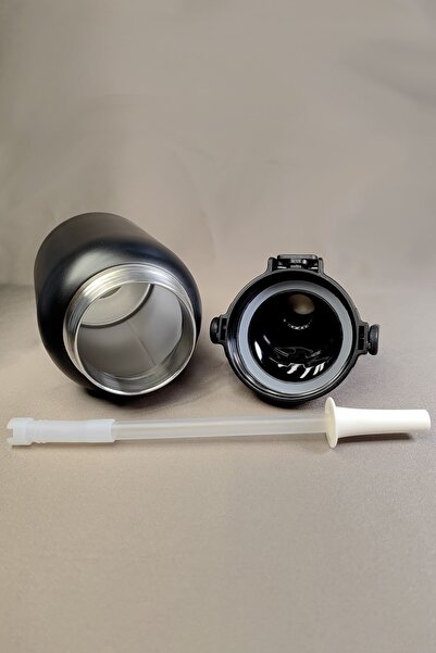 Weather Forecast 316 L Steel Black 850 ml Water Bottle with Carrying Apparatus and Straw Cin475Sy