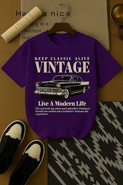 BENROMA Vintage εμπριμέ μπλουζάκι Unisex Oversize