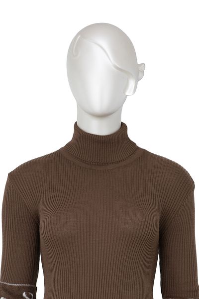 Oppland Women's Winter Sleeves Stylish Beaded Full Turtle Collar Fitted Knitted Knitwear Badi Sweater