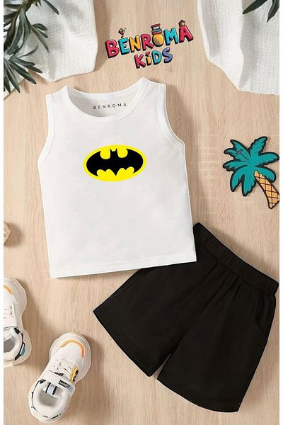 BENROMA Cartoon Character Printed Shorts Tee Unisex Children's Set
