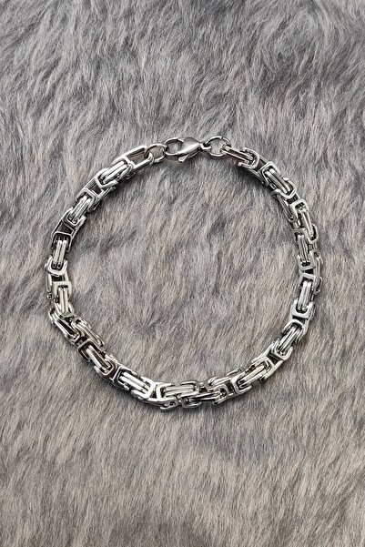 Chavin King Model 5 Mm. 21 Cm. Gray Steel Men's Bracelet Az68-5Slv