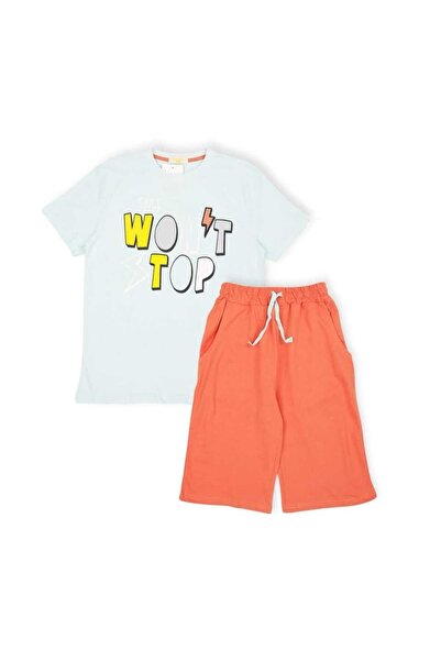 Bubble 14-18 Years Old Men's Top T-Shirt Printed Bottom Shorts Cotton 2 Yarn Double Set