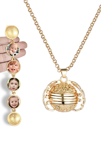 Chavin Gold içi Açılan 4 Resim Koyulan Kadın Kolye ef92sr