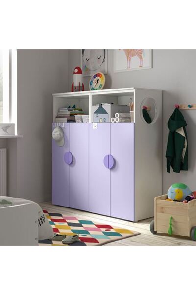 IKEA PLATSA/SMASTAD, çocuk dolap kombinasyonu, beyaz-lila, 120x42x123 cm