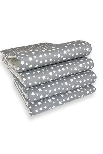 Bebek Özel حماية حافة سرير الطفل مقاس 50 × 90 جانب الأم (4 قطع) حاجز رمادي وأبيض مرصع بالنجوم