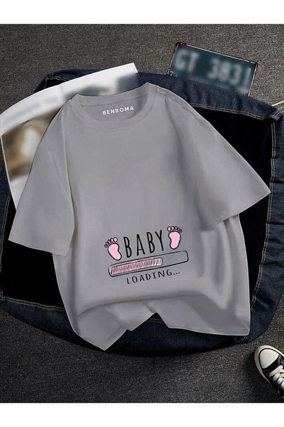 BENROMA Pregnant Pink Baby Loadi̇ng Printed T-Shirt