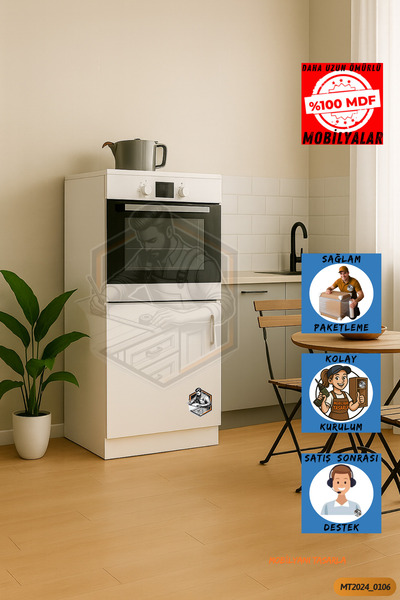 Mobilyanı Tasarla Tamamı MDF Ultra Derin Tek Kapaklı 2 Raflı Ankastre Fırın D...