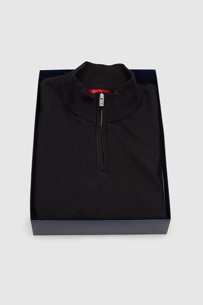 D'S Damat Ds Damat Slim Fit Pulover de tricotaj cu jumătate de fermoar în cutie neagră
