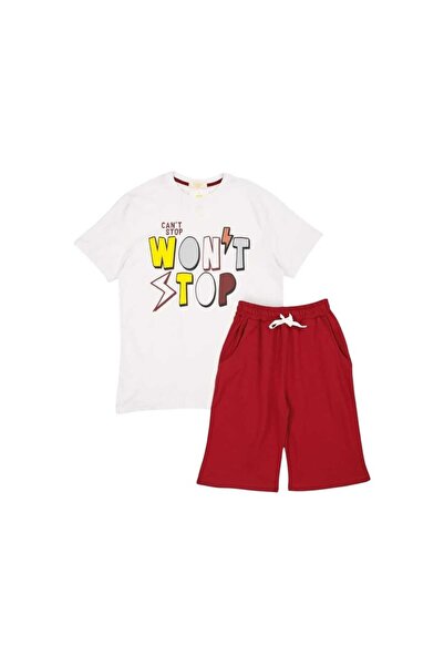 Bubble 14-18 Years Old Men's Top T-Shirt Printed Bottom Shorts Cotton 2 Yarn Double Set