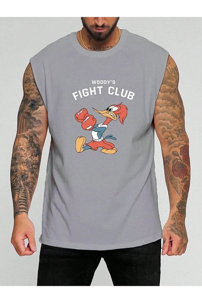 BENROMA In Cart 6 and Above Purchases Get 1 T-Shirt Gift - Fight Club Printed Sleeveless T-Shirt