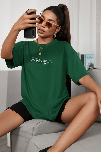 BENROMA 1 Product Is a Gift for Purchases of 6 or More Hand Printed Oversize White T-Shirt