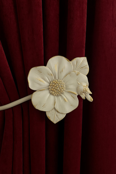 Helezoni Curtain Accessory Polyester Sleeve Curtain Holder Flower Model Premium Curtain Iron 1 Piece