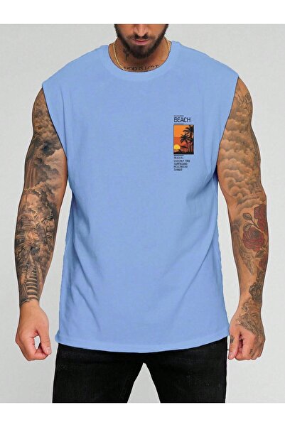 BENROMA Літній безрукавний футболка з принтом «Пляж»