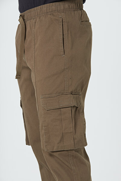 EXPIER Erkek Kargo Cep Siyah Yandan Cepli Beli Lastikli Regular Fit Pantolon