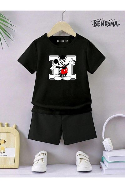 BENROMA Unisex Kids Shorts Set - Character Printed
