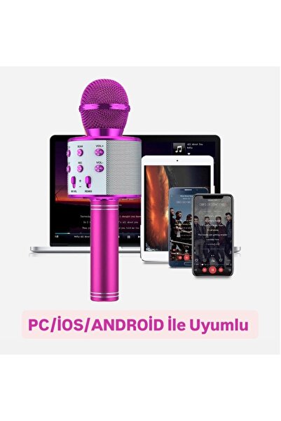 WASHA Türkçe Seslendirme Karaoke Mikrofonu Bluetooth Mikrofon Bluetooth Speaker Hoparlör Aux-Tf-Usb Giriş