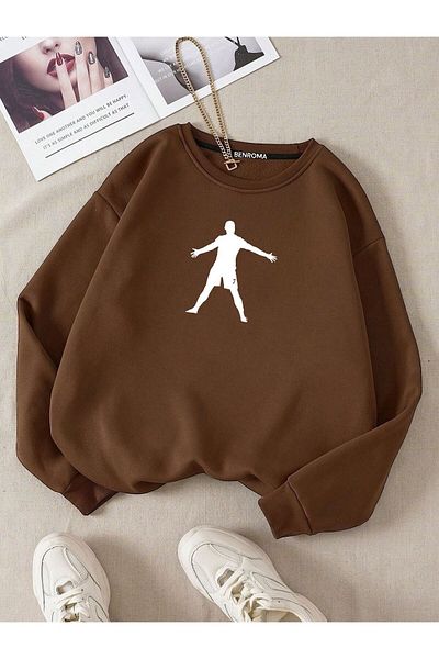 BENROMA Children's Sweatshirt with Football Player Character - Unisex, Crew Neck