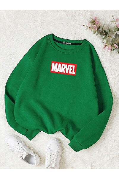 DM DOLCE MORE سويت شيرت بياقة دائرية مطبوع عليه حروف مارفل للأطفال من الجنسين...