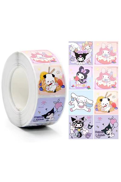 Gekan Kuromi Cinnamoroll Mymelody Pompompurin Pochacco Hello Kitty Patterned Roll Sticker 1 Roll (~500 Pcs)