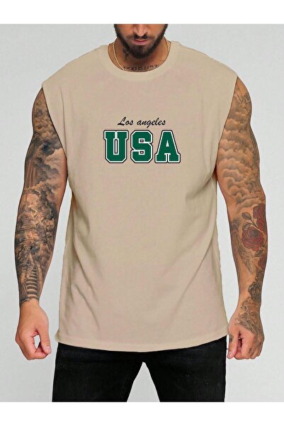 E-ROMA Αμάνικο μπλουζάκι με στάμπα των ΗΠΑ