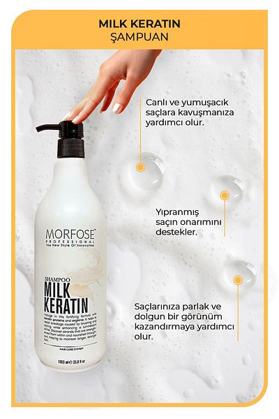 Morfose Milk Therapy 1000 ml Keratin Hair Care Shampoo - Hair Loss and Nourishing Effect