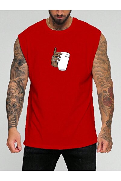 E-ROMA Tricou fără mâneci imprimat cu ceașcă de mână