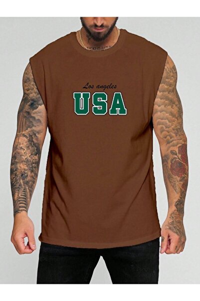 E-ROMA Usa Printed Sleeveless T-Shirt
