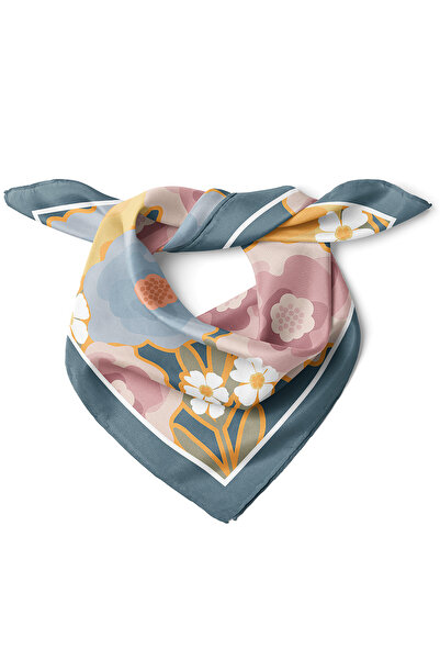 nehir eşarp Pastel Bahar Çiçekleri Desen Fular Bandana 50x50 Cm