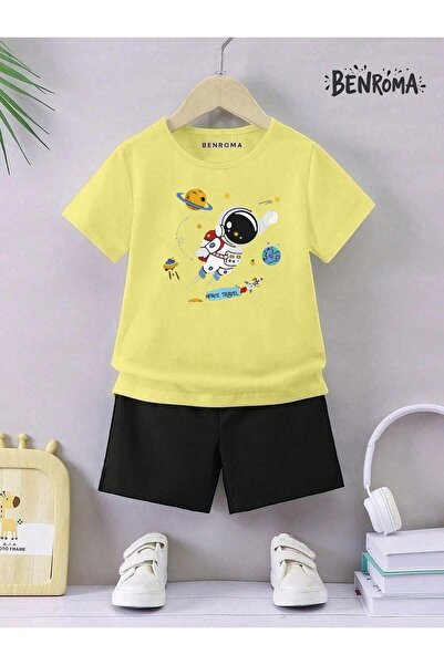 BENROMA طقم شورت للأطفال للجنسين - طباعة شخصية