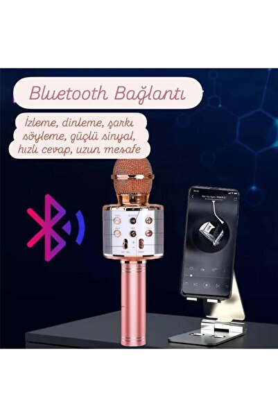 WASHA Türkçe Seslendirme Karaoke Mikrofonu Bluetooth Mikrofon Bluetooth Speaker Hoparlör Aux-Tf-Usb Giriş