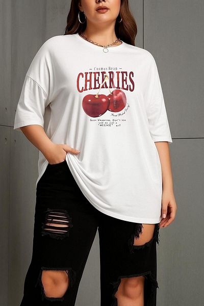 BENROMA 1 tricou este un cadou pentru achiziții de 6 și mai sus în coș - Tricou unisex cu imprimeu cireșe Cherries de mărime mare