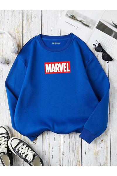 DM DOLCE MORE سويت شيرت بياقة دائرية مطبوع عليه حروف مارفل للأطفال من الجنسين...