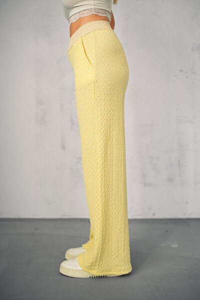 Gugus Women's Seersucker Waist Gucci Elastic Wide Leg Summer Pants