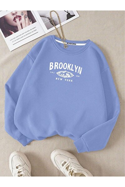 BENROMA Hanorac unisex pentru copii, cu 3 fire, din bumbac pieptănat, cu imprimeu BROOKLYN
