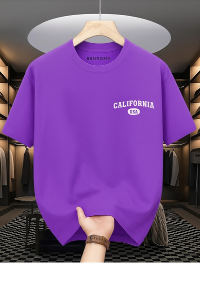 BENROMA تي شيرت مطبوع كبير الحجم من كاليفورنيا الولايات المتحدة الأمريكية
