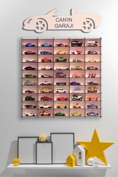 wudie Oyuncak Araba Rafı 50'li  Beyaz (hotwheels Ve Matcbox Arabaları Için Uy...