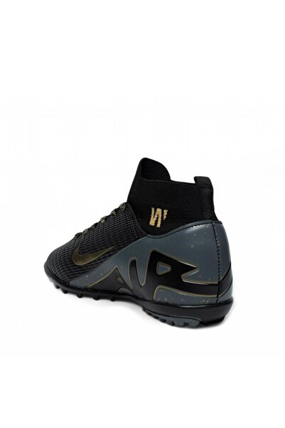 ClassyMen Чоловічі дитячі шкарпетки з коміром, без шнурків, без цвяхів, для гри на штучному покритті, чорні футбольні кросівки