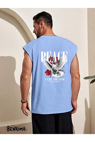 E-ROMA Peace Enjoy The Wind Pigeon εμπριμέ αμάνικο μπλουζάκι