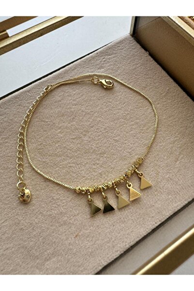 MODA Üçgen Sallantılı Boncuklu 14k Çelik Halhal 27 cm