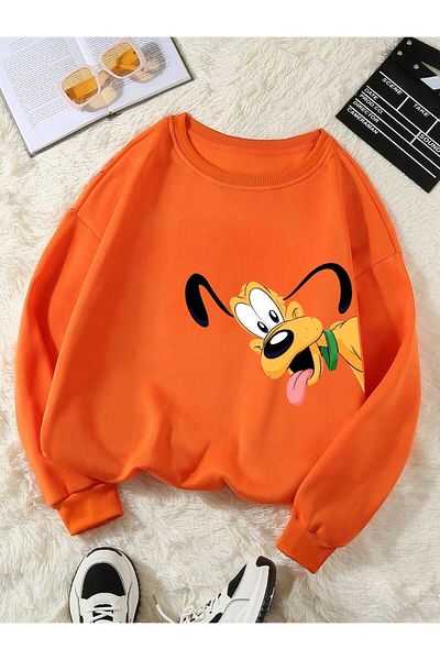 BENROMA Crew Neck Unisex Oversize Sweatshirt - Cute Dog Printed