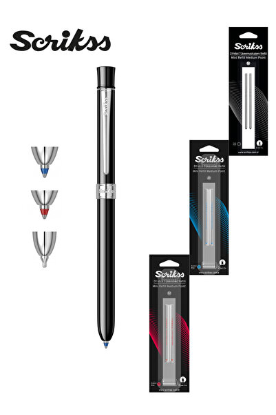Scrikss 93 SERİSİ MULTİFONKSİYON SİYAH (TÜKENMEZ KALEM MAVİ VE KIRMIZI & VERS...