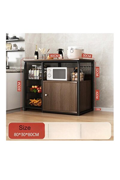 Generic Kitchen Storage Cabinet with Door and Shelves, Wooden Microwave Oven Stand, Free Standing Storage Sh