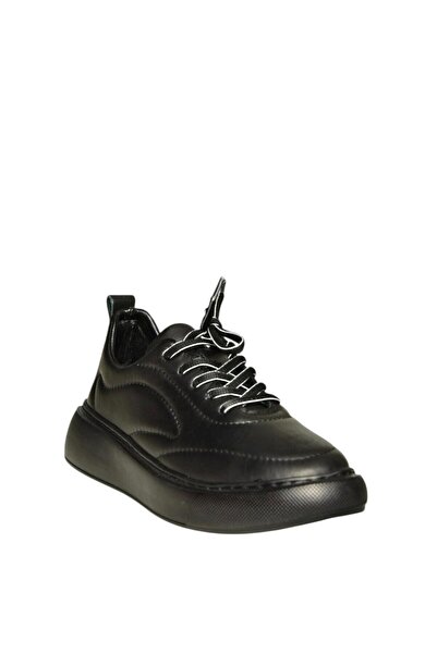 Fox Shoes U555250603 Black Genuine Leather Sports Shoes Sneakers