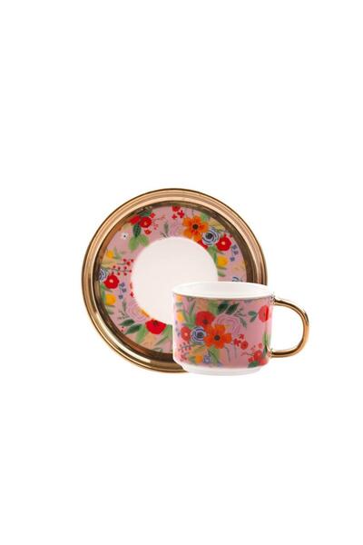 Kosova PEMBE ÇİÇEKLİ TEK KİŞİLİK TÜRK KAHVESİ FİNCANI