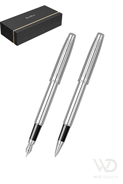 Scrikss WizDesign 39 Dolma Kalem + Roller Kalem Krom Set, ÖMÜR BOYU GARANTİLİ...
