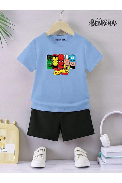BENROMA Unisex Kids Shorts Set - Character Printed