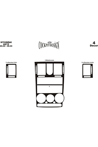 Marscockpitdesign هيونداي جيتز وحدة التحكم-توبوردو 2002-2005 4 قطع
