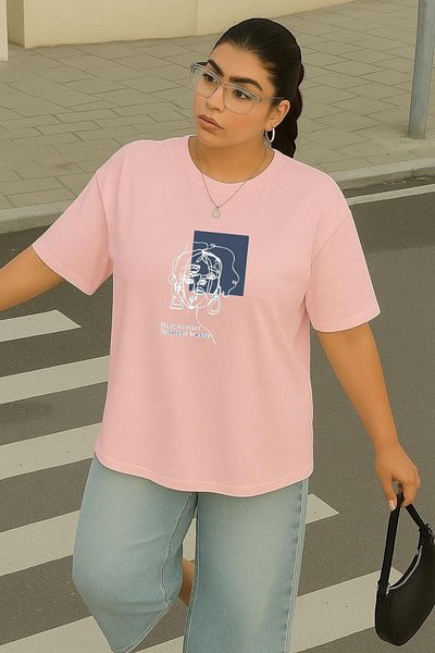 BENROMA Plus Size Striped Women's Figure Printed Unisex T-Shirt