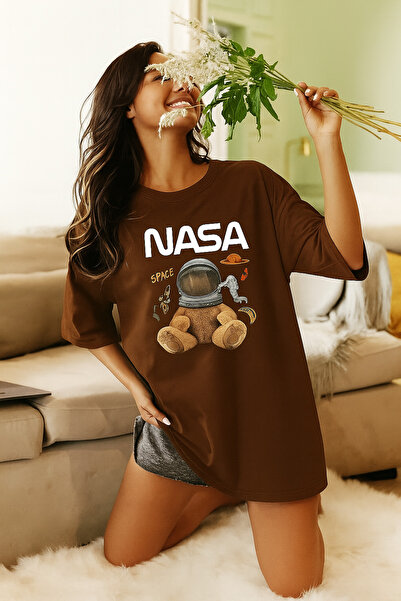 BENROMA تي شيرت كبير الحجم مطبوع عليه دمية دب