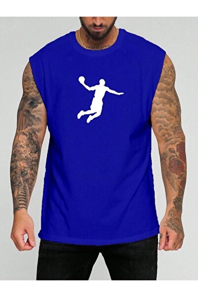 BENROMA تي شيرت بدون أكمام مطبوع عليه شخصية كرة السلة